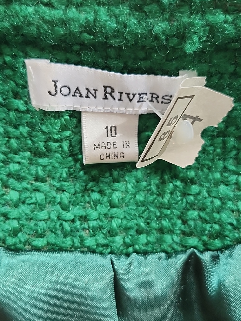 Joan Rivers Green Tweed Chain-Trim Button Jacket - Picture 2 of 7